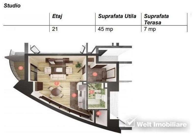 Apartament semifinisat, 45mp, balcon, zona Calea Floresti - 1