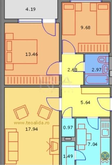 3 camere decomandat, anvelopat, 1/4, -Drumul Taberei - 1
