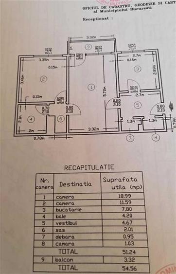 Apartament cu 2 camere semidecomandat în Moșilor