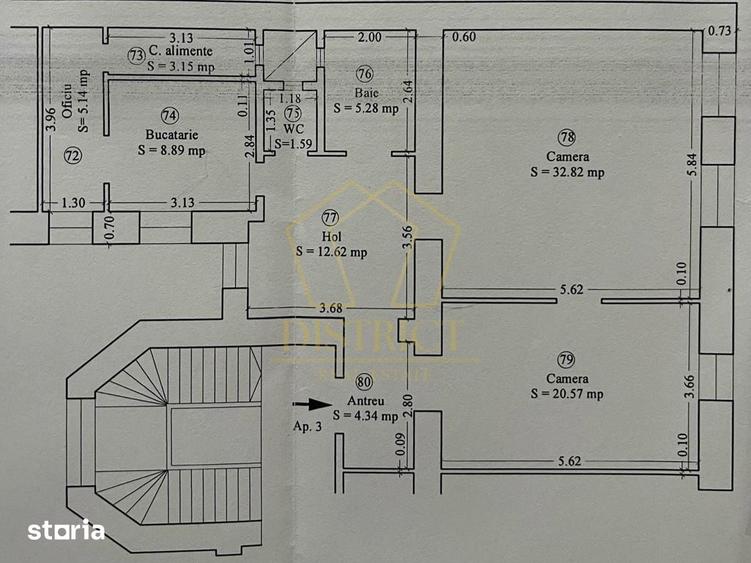 Apartament cu 2 camere în P-ța Unirii