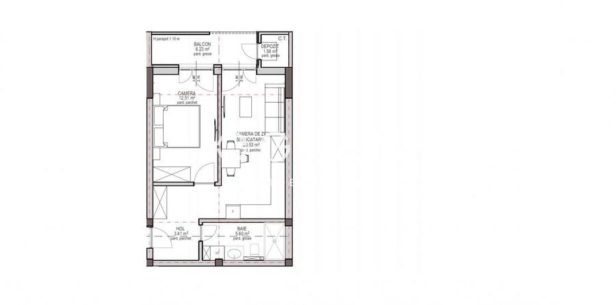 Studio , 43.63 mp utili + balcon - Zona Lacul lui Binder - 9