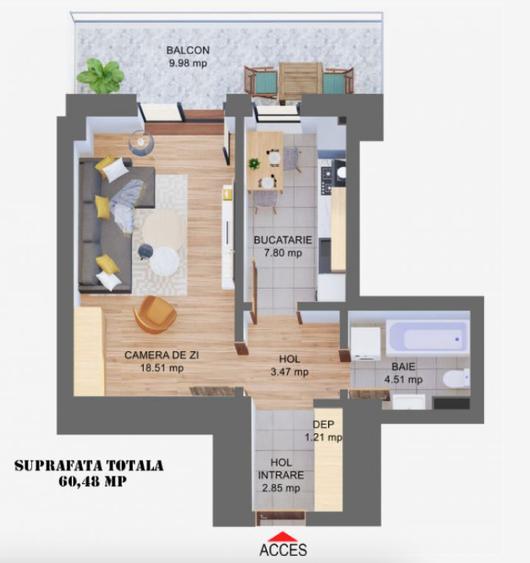 Proprietar, Moghioros Park Residence, bloc nou, metrou, balcon 10 mp - 10
