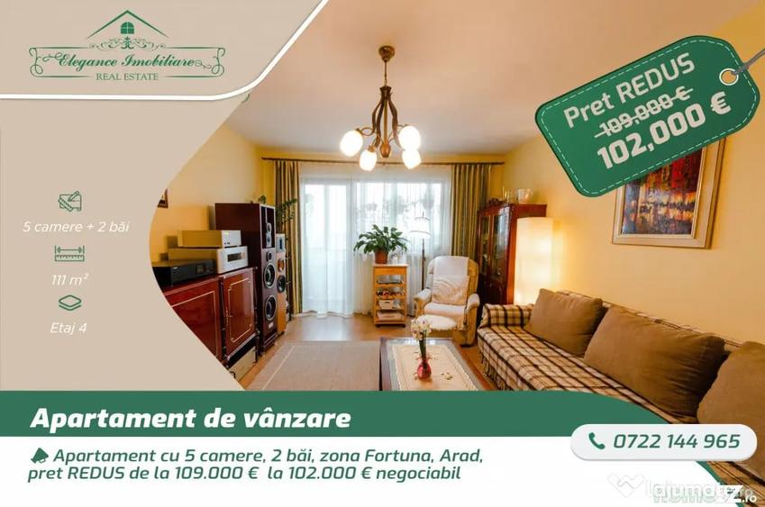 Apartament cu 5 camere decomandat în Fortuna