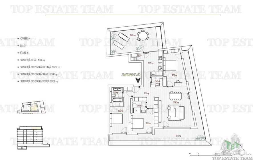 Penthouse 4 Camere, 66mp terasa, bloc Boutique,  Bucuresti, Parcul  Operei - 9