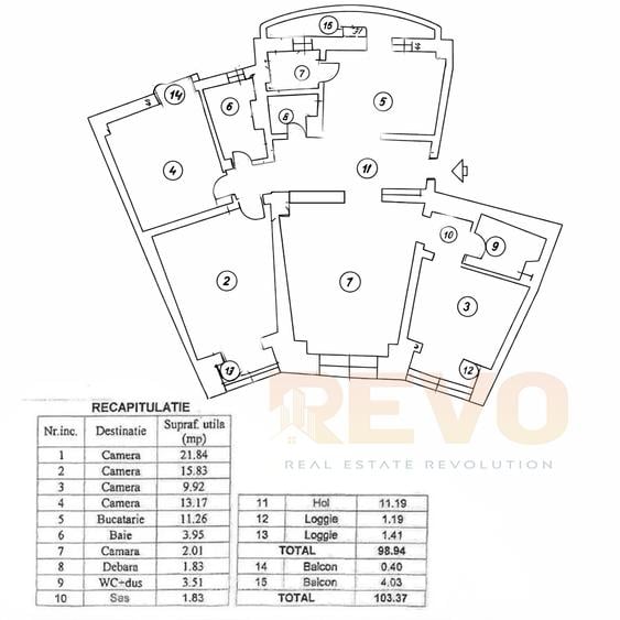 Bulevardul Unirii - 4 Camere - 103 mp - Mobilat - Comision 0% - 22
