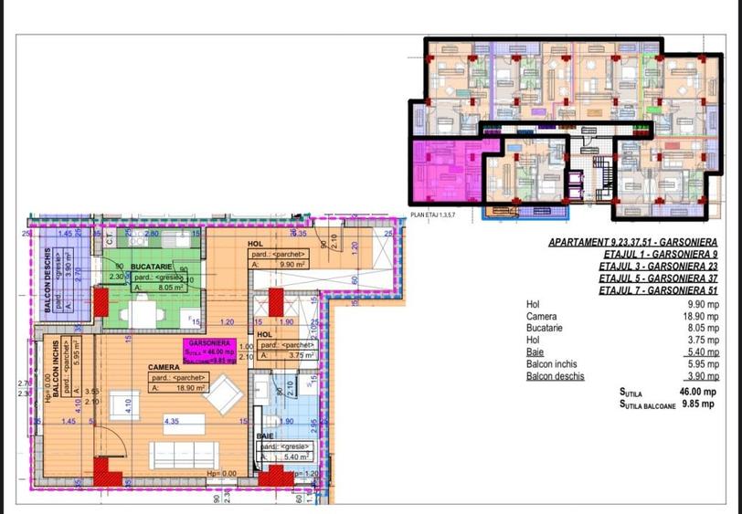 Garsoniera, decomandata, 55.85mp, cartier Cornitoiu, zona Liceul Bibescu - 1