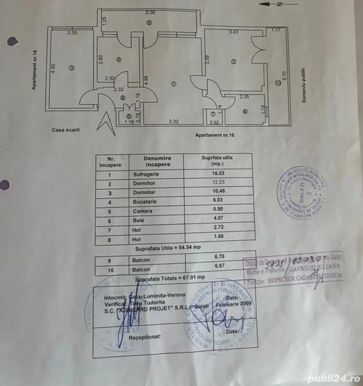 Ap. 3 cam. sdec. 57 mp, etaj 1, Tiglina 1 - 1