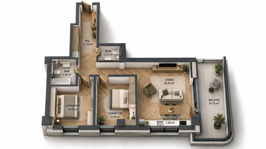Apartament cu 3 camere în Vest