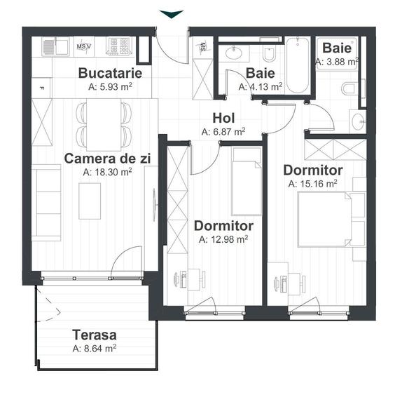 Ansamblul The Nest, 3 camere, Sud, parcare subterana -Central - 15
