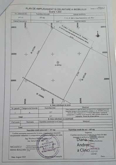 Teren de 357 mp, în Central
