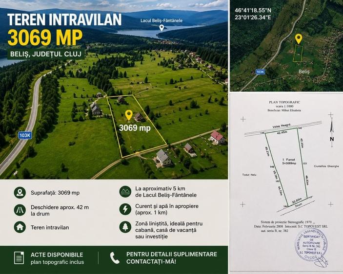 Teren de 3069 mp, în Beliș