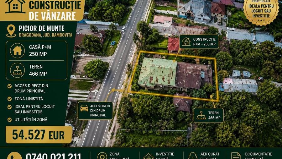 Casă individuală cu 4 camere cu Teren 466 Mp în Dragodana