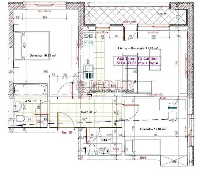Apartament cu 3 camere în Metalurgiei