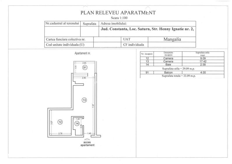 Apartament cu 2 camere în Sud