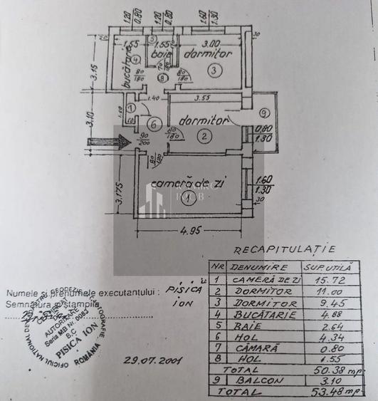Apartament cu 3 camere decomandat, mobilat în Giurgiului