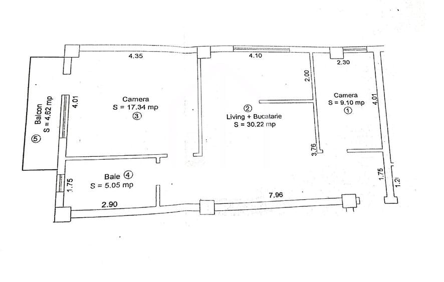 Apartament cu 3 camere, mobilat în Turnișor