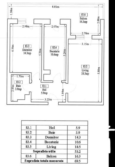 Apartament cu 2 camere decomandat în Lacul Morii