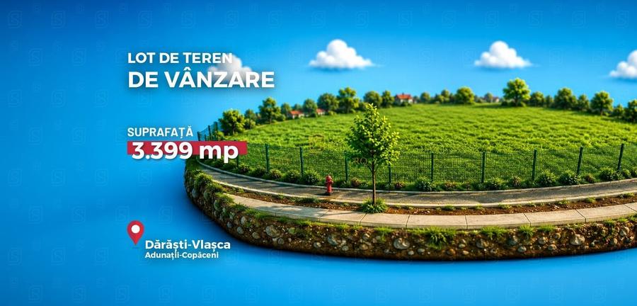 Teren Construcții intravilan de 3399 mp, în Sud