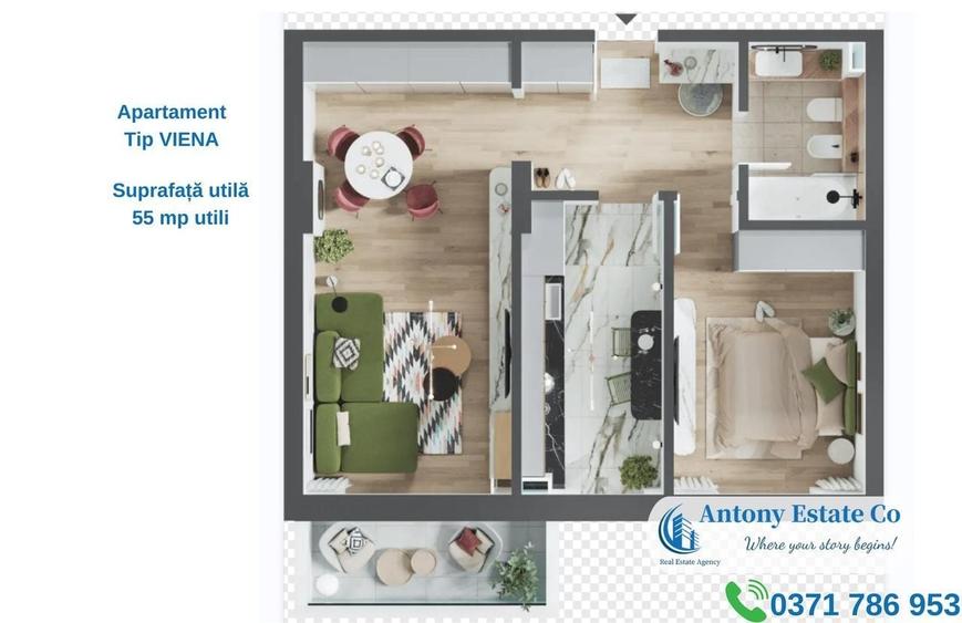 Apartament cu 2 camere decomandat în Iosia