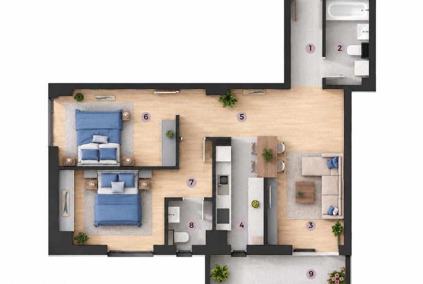 Apartament cu 3 camere decomandat în Aeroport