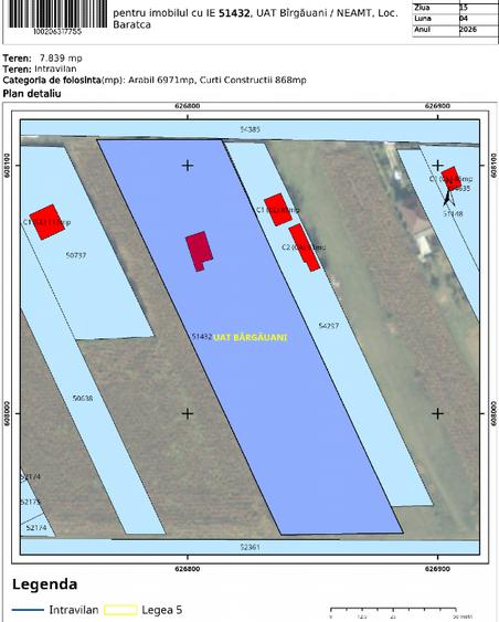 Teren Construcții intravilan de 7839 mp, în Baratca