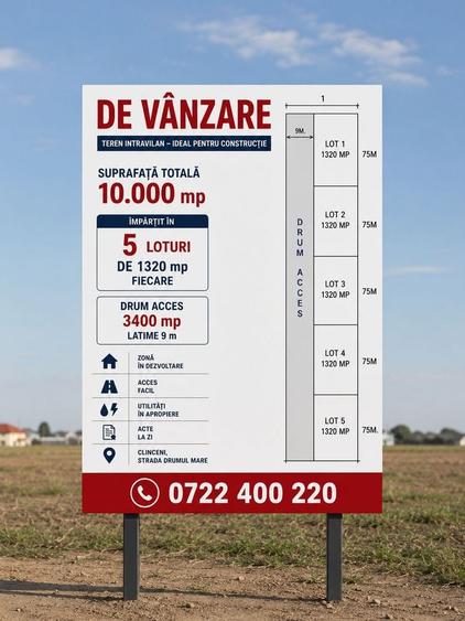 Teren Construcții intravilan de 10000 mp, în Clinceni