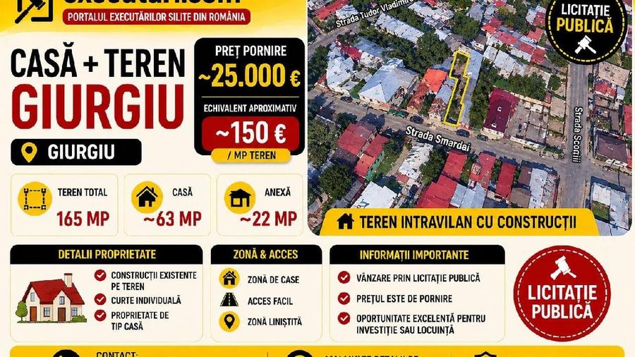 Casă individuală cu 2 camere cu Teren 165 Mp în Central