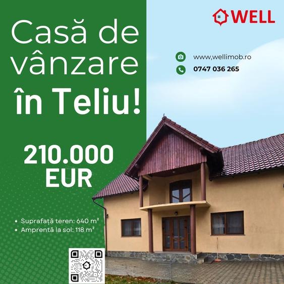 Casă individuală cu 5 camere cu Teren 640 Mp în Teliu