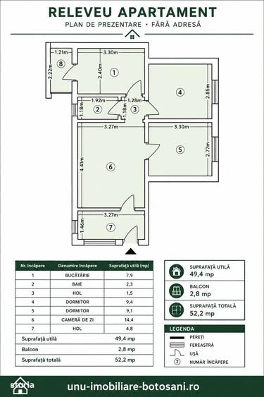 Apartament cu 3 camere în Central