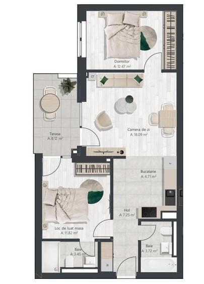 Apartament cu 3 camere în Central