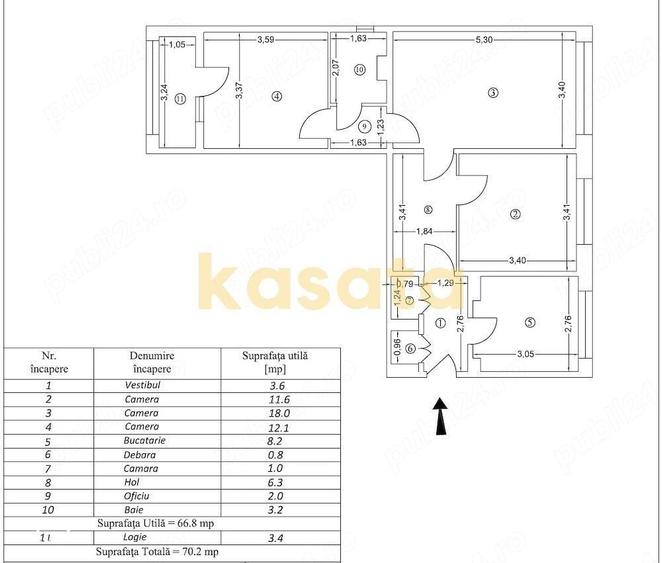 Apartament cu 3 camere semidecomandat în Theodor Pallady