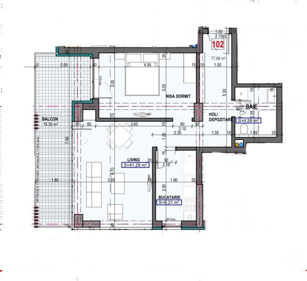 Apartament cu 2 camere în Nord