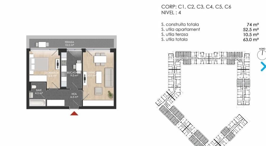 Apartament cu 2 camere decomandat în Străulești