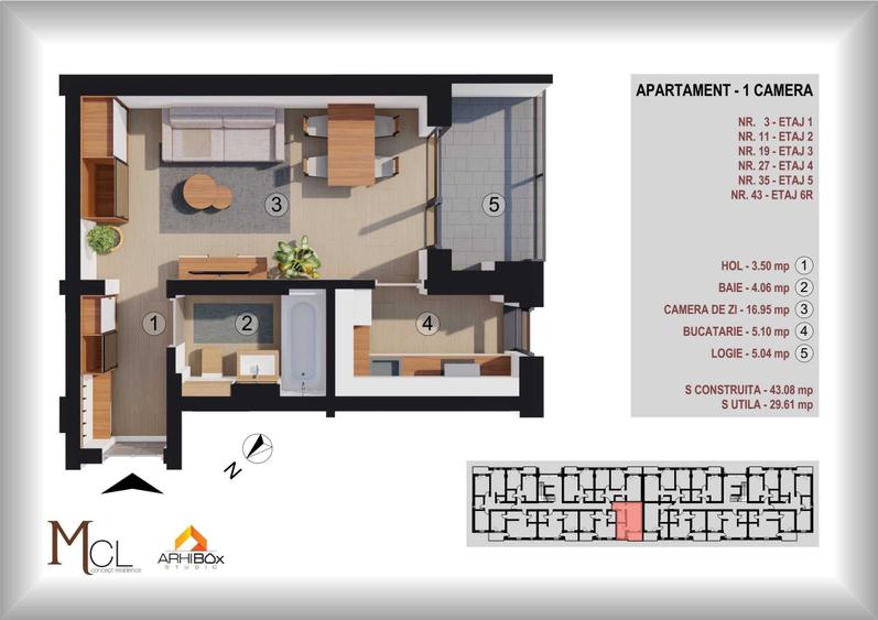 Apartament 1 camera str. BRINCOVEANU 1B, 1149+TVA/MP - 7