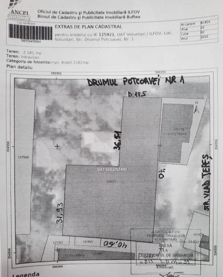 Teren Construcții intravilan de 2186 mp, în Central