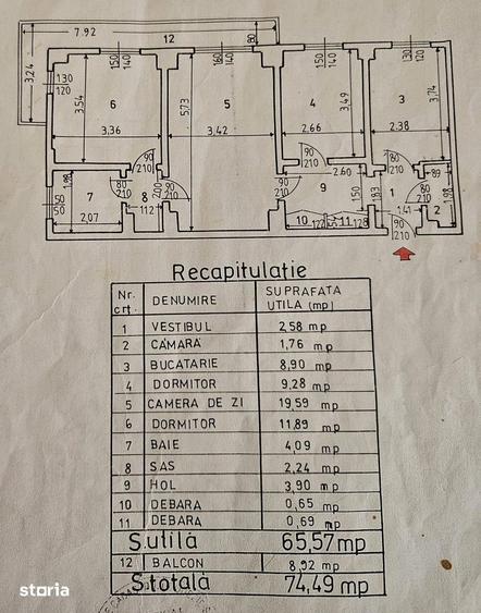 Apartament cu 3 camere semidecomandat, mobilat în Obor
