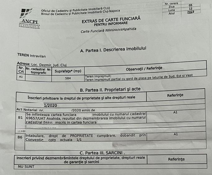 Teren agricol intravilan de 584 mp, în Dezmir