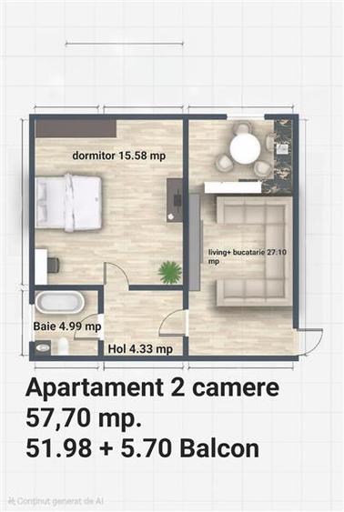 Apartament 2 camere  de vanzare Iasi Miroslava, Miroslava, - 1