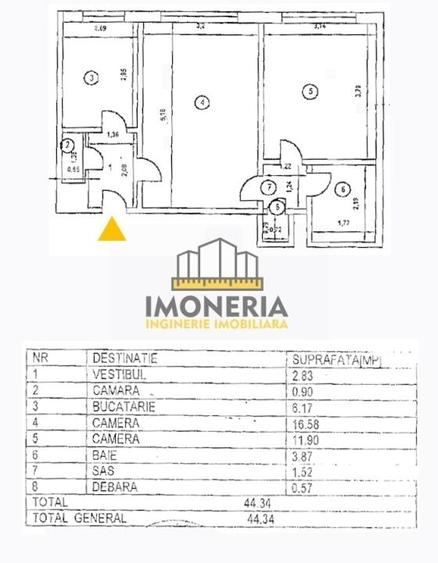 Apartament cu 2 camere semidecomandat în Vatra Luminoasă