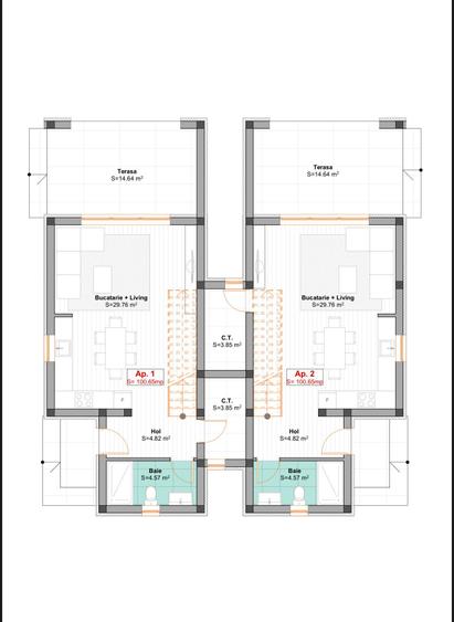 Duplex cu 4 camere cu Canalizare în Moșnița Nouă