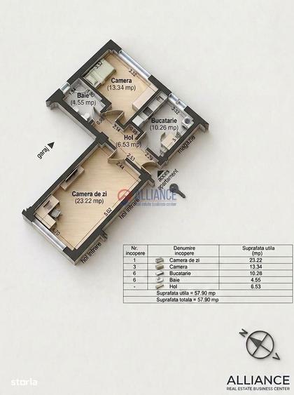 Apartament cu 2 camere decomandat în Palazu Mare