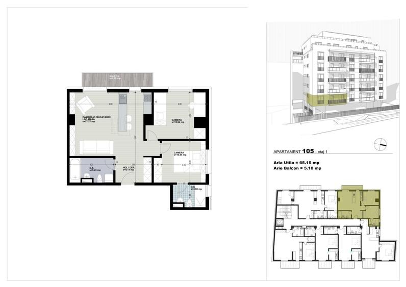 Apartament 3 camere, 65 mp, balcon, ansamblu exclusivist, zona Dorobanților - 1