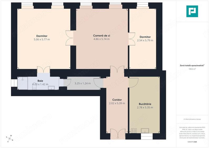 Apartament cu 3 camere semidecomandat în Ultracentral