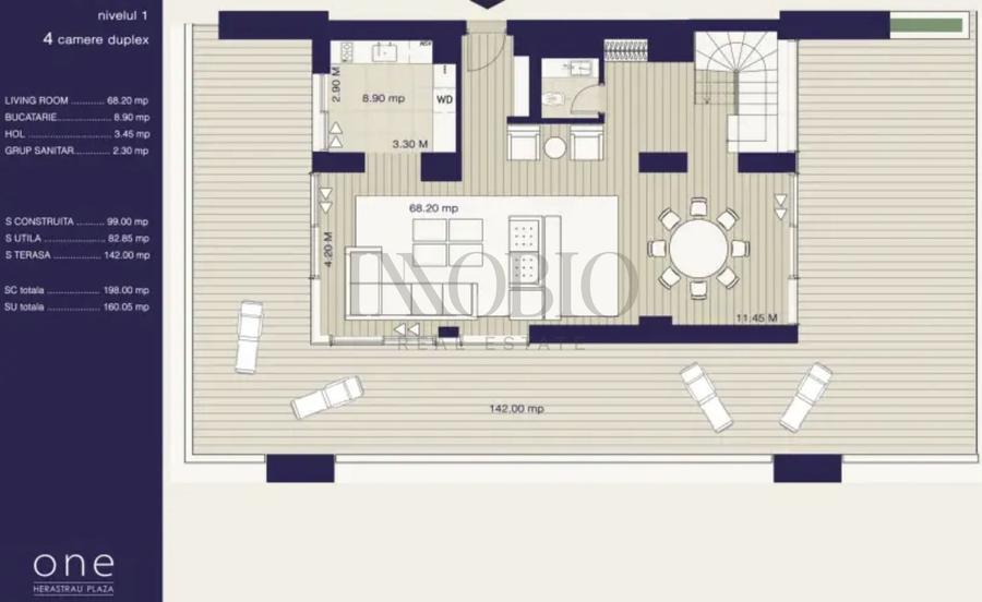 Apartament cu 4 camere, mobilat în Herăstrău