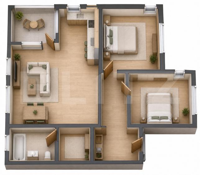 Apartament cu 3 camere semidecomandat în Est