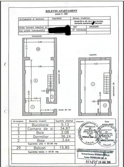 Apartament cu 3 camere în Central
