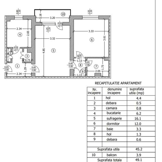 Apartament cu 2 camere semidecomandat în Nord