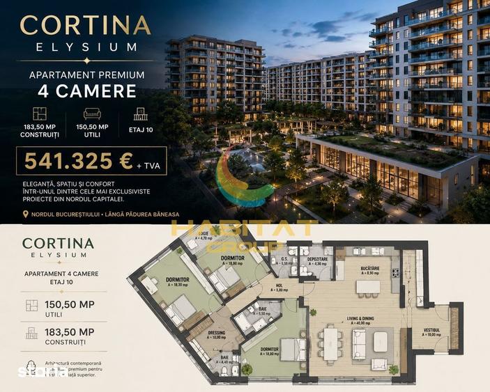 VanCORTINA ELYSIUM | Apartament 4 camere | 183,5 mp | Etaj 10 - 2