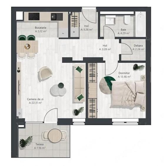Apartament nou cu 2 camere si debara | Denya Forest - 9