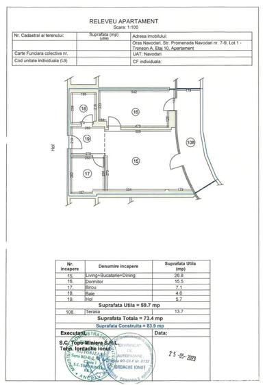 Apartament cu 3 camere ?i terasa la etajul 10, apartament situat central + loc de parcare subteran - 1